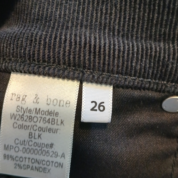 Rag & Bone High-Rise Ankle Skinny Distressed Corduroy Pants Women's Size 26 - Picture 5 of 5